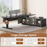 SEDETA 71" Executive Large L Shaped Electric Standing Desk, Grey