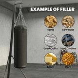 Soozier Punching Bag with Stand for Adults, 72.8"-90.9" Height Adjustable Freestanding Boxing Stand with Canvas Sandbag, Stable Triangular Base and 1" Weight Plate Storage for Home Gym MMA, Black