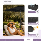 Midtown Umbrellas - The Lean 9 Ft Patio Umbrella with Fade-Resistant Sunbrella Fabric, Auto-Tilt Aluminum Frame and 8 Reinforced Ribs for Deck, Pool & Garden - Spectrum Carbon Canopy, Black Pole