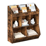 Kids Bookshelf, Toy Storage Organizer, Bookshelf for Kids, 5 Compartments and 3-Layer Shelves, Bookcase Footboard