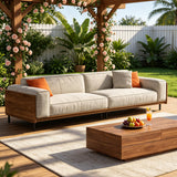 NessCarsti Outdoor Sofa Couch, 111" 4 Seater Upholstered Patio Furniture