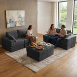 NABUMI 142'' Modular Sectional Sofa, Deep Seat Boneless Couch with Storage