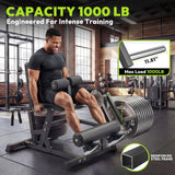 HANDBODE Leg Extension and Curl Machine, Adjustable Leg Exercise Machine, Seated Leg Press Extension and Lying Hamstring Curl Machine for Home Gym, Leg Workout Equipment Fit 1'' and 2'' Plate