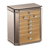 Homruilink High End Glass Jewelry Box for Women, 7 Layer, Gold