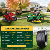 Wiltire 2 Pack 20x10.00-8 Lawn Mower Tire,20x10-8 Lawn Tractor Turf Tires for Most Lawn & Garden Utility Vehicles,20x10x8 nhs Garden Tire, 4 Ply Tubeless,1190lbs Capacity