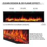 LegendFlame 72" W Smart Wall Mount & in Wall Recessed Electric Fireplace Insert, Heater 750W/1500W, Multi Colors of Flame & Fuel Bed, Alexa/Google Assistant Enabled