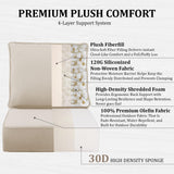 LOOFRA 6" Thick Outdoor Chair Cushions, 24 x24 Inch Patio Furniture Cushions Set of 6 with Water Resistant & Removable Cover, UV Resistant, 30D High Density Sponge Patio Cushion, Beige