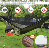 Camping Hammock with Rain Fly Tarp and Mosquito Net Portable Single Double Hammock Tent | Green FIRINER
