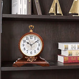 rnuie Desk Clock for Table Decor, Retro Mantel Clock Battery Operated for Fireplace Mantel, Living Room, Bedroom, Office, Desktop Decoration(Second Brown)