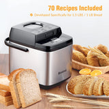19-in-1 Compact Bread Maker Machine, 1.5 lb / 1 lb Loaf Small Breadmaker with Carrying Handle, Including Gluten Free, Dough, Jam, Yogurt Menus Briskind