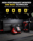Scosche 5000W Modified Sine Wave Inverter 12V DC to 120V AC Converter, 10000W Peak, 4 AC Outlets, Dual USB-A Ports, LED Indicator, Heavy Duty Power Inverter for Truck, RV, Off-Grid Systems