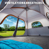 Camping Tent 8 Person, Waterproof Windproof Family Tent with Rainfly Easy Set up-Portable Dome Tents for Camping 6-8 Person unp