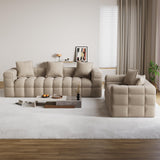 2 Pcs Modern Boneless Sofa for Living Room, Cloud Sectional,Light Brown