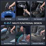 ZARIMI Cordless Handheld Car Vacuum Cleaner, 50,000Pa High-Power Brushless Motor, Rechargeable Dust Buster with 2 Batteries & Charger, 6-in-1 Portable Vacuum Cleaners for Home, Pet Hair, Black
