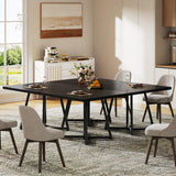 Tribesigns Square Dining Table Set of 6, 31.5" Industrial Dinner Table with Metal Base, Kitchen Table for Dining Room, Small Space, Apartment, Black (Chairs are not Included)