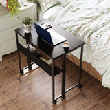 Small Foldable Computer Table on Wheels for Home Office & Small Spaces, Portable Workstation with Brakes