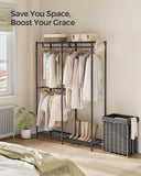 SONGMICS Clothes Rack, Freestanding Wardrobe Closet, Metal Clothing Racks, Heavy-Duty Garment Rack with Adjustable Shelves, Hanging Rods, Dividable, 15.8 x 47.2 x 70.9 Inches, Ink Black ULGR423B01