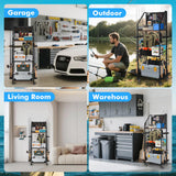 Greenecocs Fishing Pole Holders for Garage,3 Tiers Fishing Rod Rack,Holds up to 12 Rods,Fishing Organizer with Pegboard&Hooks&Lockable Wheels,Fishing Pole Storage for Reel Combos/Tackle/Fishing