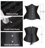 SHAPERX Women 24 Double Steel Boned Longline Heavy Duty Waist Training Corsets Body Shaper,SZ1971-Black-L