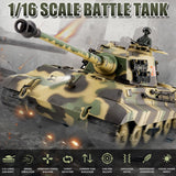 BESTYMXY RC Tanks HengLong German King Tiger Henschel Heavy Tank, 1/16 2.4ghz Remote Control Tank Vehicles Model with Sound & Light for Ages 14+