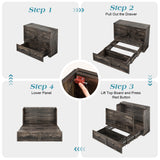 LUXOAK Queen Murphy Cabinet Bed with with Storage & Charging Station