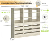 Aheaplus Closet System with 12 Drawers, 8.5-11.5Ft Closet Organizer System