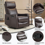 MOOLSUN Faux Leather Recliner Sofa Set with 360-Degree Swivel Chair, Living Room Furniture Set with Reclining Seats, Ideal for Home, Office, or Theater Seating（K-Dark Brown Faux Leather,Chair）