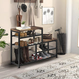 Katrawu Shoe Rack Bench Shoe Storage Organizer with Seat, 5-Tier Industrial Free Standing Shoe Rack for Entryway, Narrow Shoe Rack Organizer Shelves for High Heels, Entryways, Hallways, Closets,Brown