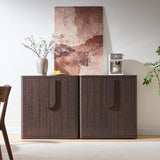 93.42'' Sideboard Buffet Cabinet W/Storage, Modern Accent Cabinets W/Curved Handles & Adjustable Shelves