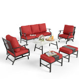 MIXPATIO 6-Piece Patio Conversation Set, Rocking Chairs, Coffee Table, Red
