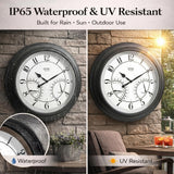 Pytha Sight 24 Inch Outdoor Clocks Waterproof, Large Easy-to-Read Illuminated Outdoor Wall Clock with Smart Light Sensor, Silent Large Outdoor Clock for Patio, Pool,Porch,Garden,Backyard