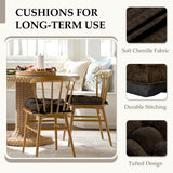 Chair Cushions for Dining Chairs Set of 4 - Chenille Tufted Kitchen Chair Cushions with Ties and Non-Slip Bottom