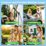 Moriko Portable Shower for Camping, 8000mAh Rechargeable Camping Shower with Intelligent LED Display, IPX8 Waterproof, 5 Gallons Foldable Bucket, Outdoor Shower for Hiking, Travel, Car, Pet, Beach, RV