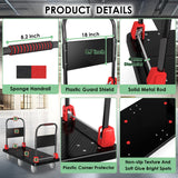 Heavy-Duty Platform Truck Cart with 2 Handrails and 6 of 6" Wheels 2200lbs Capacity Foldable Push Cart Dolly Large