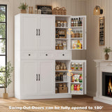 HITHOS 71" Tall Kitchen Pantry Storage Cabinet w/Drawers & Shelves, White
