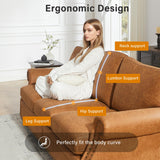 LegacyAmerhome Faux Leather Couch for Living Room, Mid Century Modern Leather Sofa with Rolled Arm, Classic 3 Seat Brown Couches with Nailheads Trim, Big Comfy Couch with Deep Seat