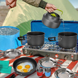 29pcs Camping Cookware Mess Kit, Non-Stick Lightweight Pots Pan Kettle, Collapsible Water Container and Bucket Odoland