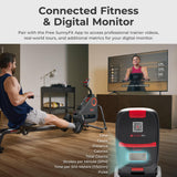 Sunny Health & Fitness Smart Silent Magnetic Rowing Machine with Dual Slide Rail – Magnetic Resistance Rower Designed for Low-Impact Full-Body Workouts and Users up to 300 LB - SF-RW523021