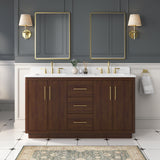 DELUXE LIVING 60 Inch Bathroom Vanity with Double Sink, Warm Elm