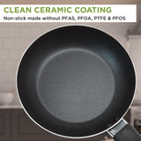 Easy Clean Ceramic Nonstick Cookware Set, Dishwasher Safe Kitchen Pots and Pans Set | 26-Piece, Black Ecolution