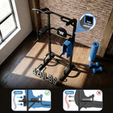 BARWING Pull Up Bar Station Power Tower Adjustable Height Dip Bar Dip Station with 3D Backrest Multi-Function Home Gym Strength Training Fitness Equipment 550LBS