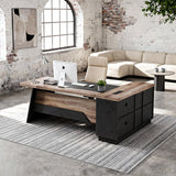 78.74 Inch L Shaped Office Desk with Drawers & Built-in Power Access, Large Executive Workstation with Storage Cabinet