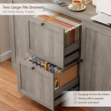 HIFIT 72'' Tall File Bookcase with Outlet & Printer Stand, 2 Filing Drawers