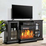 LUXOAK 59" Fireplace TV Stand with 3-Sided Glass Electric Fireplace