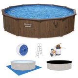 Bestway Hydrium 18' x 52" Above Ground Pool, Round Steel Side Wall Frame Outdoor Swimming Pool Set with Sand Filter Pump, Ladder & Accessories