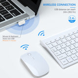 Wireless Keyboard and Mouse Ultra Slim Combo, 2.4G Silent Compact, PC/Laptop/Windows/Mac - White TopMate