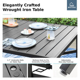 MFSTUDIO 9 Pcs Outdoor Dining Set, 82'' Metal Table & Swivel Mesh Chairs