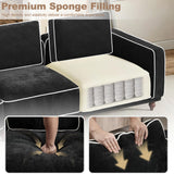 80" Loveseat Sofa Cloud Modular Sectional Couch,Deep Love Seat Couch with Armrests Wooden Legs,2 Seater Comfy Thicked Cushion Upholstered Sofa for Living Room Bedroom,Black
