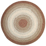 Super Area Rugs Braided Rug Round 10ft Farmhouse Kitchen Rug - Ridgewood Braided Carpet for Living Room - Reversible - Indoor/Outdoor - Made in USA - Burgundy/Beige, 10' Round
