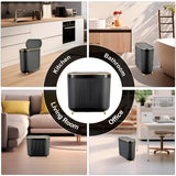 Supteron Bathroom Trash Can with Lid 3.1 Gallon Narrow Trash Can Small Plastic Trash Bin 12 Liter Rectangular Plastic Garbage Can